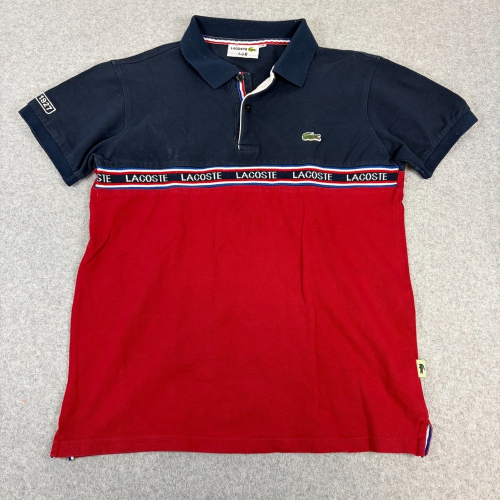 Lacoste Andy Roddick Polo Shirt Mens Medium Blue Red Tennis Outdoors Casual